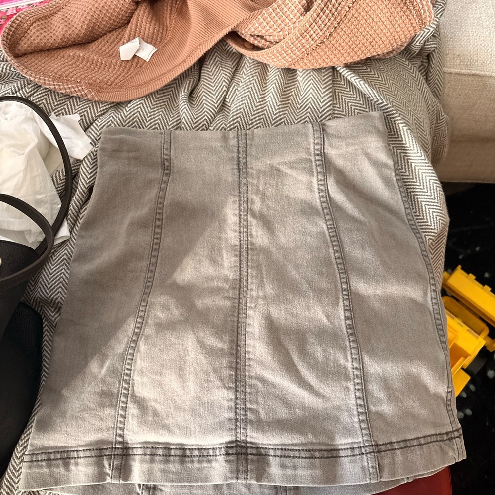 Free People Gray cadet denim mini skirt size 0
